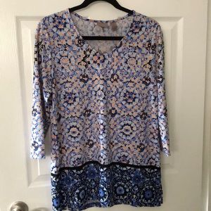 Eastwear by Chicos blue and peach tunic